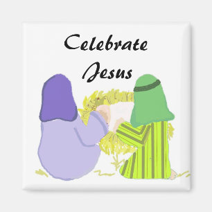 Aimant Jésus bébé avec Marie et Joseph