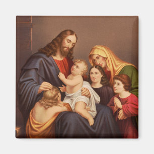 Aimant Jésus-Christ avec les Enfants Premium Beaux-Arts