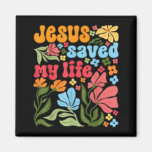 Aimant Jésus-Christ Rétro M'a Sauvé La Vie Boho Floral Ch