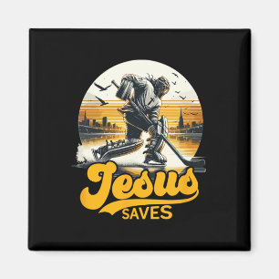 Aimant Jésus du hockey sauve la foi du Christ fan de spor