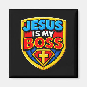 Aimant Jésus Est Mon Patron Bouclier Chrétien Super-héros