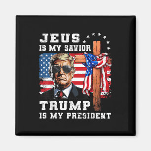 Aimant Jésus Est Mon Sauveur Trump Est Mon Drapeau Du Pré