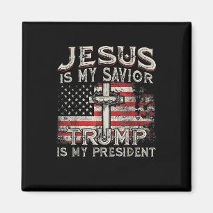 Aimant Jésus Est Mon Sauveur Trump Est Mon Président Amér