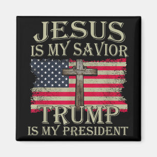 Aimant Jésus Est Mon Sauveur Trump Est Mon Président Amér