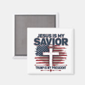 Aimant Jésus est mon sauveur Trump est mon président drôl (Recto/Verso)
