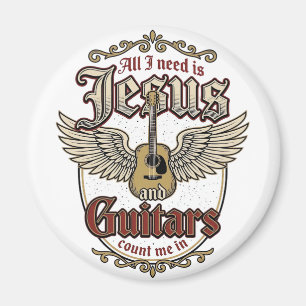Aimant Jésus et guitares Guitare chrétienne vintage