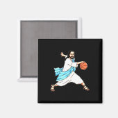 Aimant Jésus Jouer Basket Fun Noël (Recto/Verso)