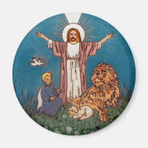 Aimant Jésus le Lion et l'Agneau
