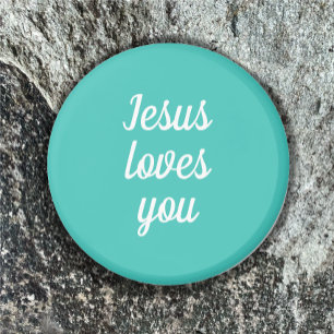 Aimant Jesus Love You Personnaliser Aqua Green Cute Cadea