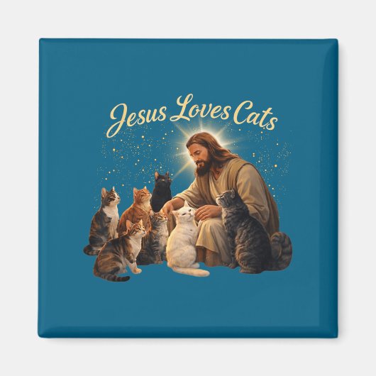 Aimant Jesus Loves Cats Christian Cat Lover Jesus Hugs Ca (Devant)
