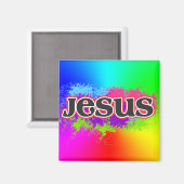 Aimant Jesus Neon Static (arc-en-ciel) (Recto/Verso)