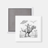 Aimant Jesus Riding Dinosaur T-rex Ufo Hunting Alien Sci- (Recto/Verso)