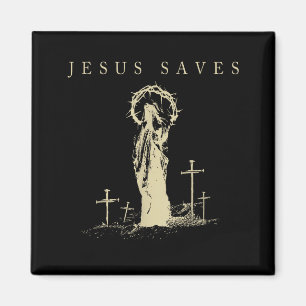 Aimant Jésus Sauve Croix de Foi Chrétienne Vintage Religi