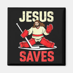 Aimant Jésus Sauve Gardien de Hockey sur Glace Joueur Chr