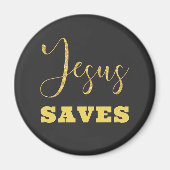 Aimant Jesus Saves Yellow Gold Parties scintillant (Devant)