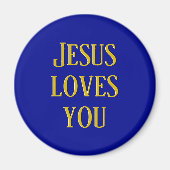 Aimant Jésus t'aime | Marine bleu et or (Devant)