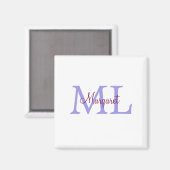 Aimant jeté simple minimal ajouter nom monogramme rose ro (Recto/Verso)