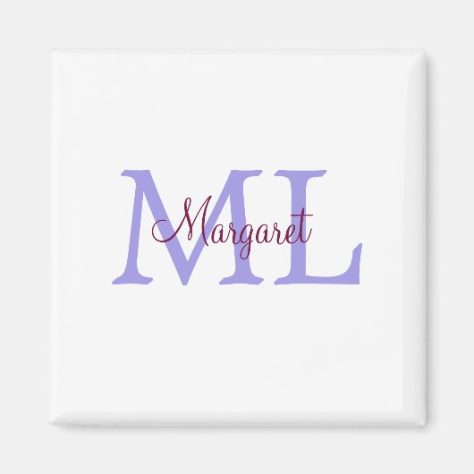 Aimant jeté simple minimal ajouter nom monogramme rose ro (Devant)