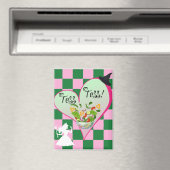 Aimant Jeter l'aimant du coeur en rose et vert (In Situ (Lave-vaisselle))