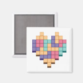 Aimant Jeu de blocs en forme de cœur de style rétro (Recto/Verso)