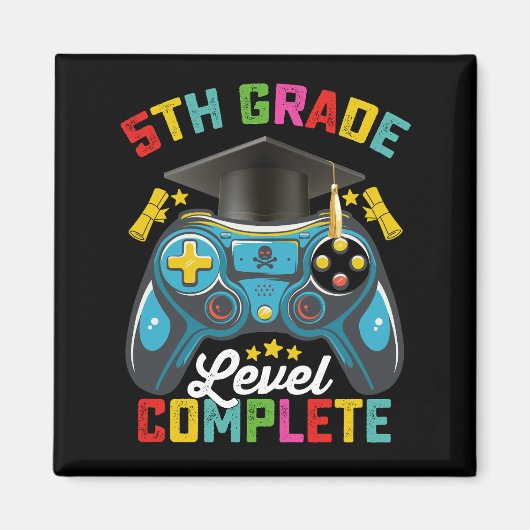 Aimant Jeu de niveau 5e année de fin d'études Gamer (Devant)