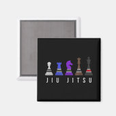 Aimant jeu d'échec jiu jitsu, cadeau bjj avec texte. (Recto/Verso)