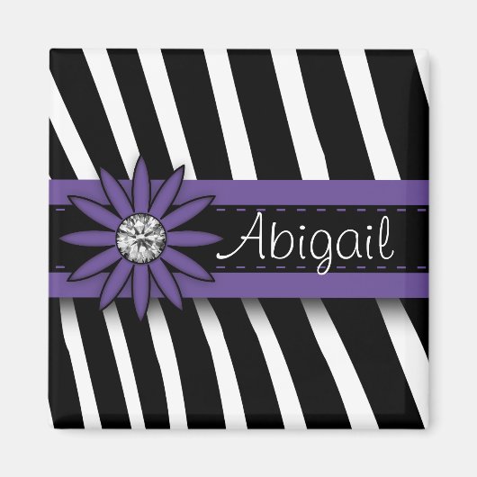 Aimant Jeu Floral Violet & Modèle Zèbre (Devant)