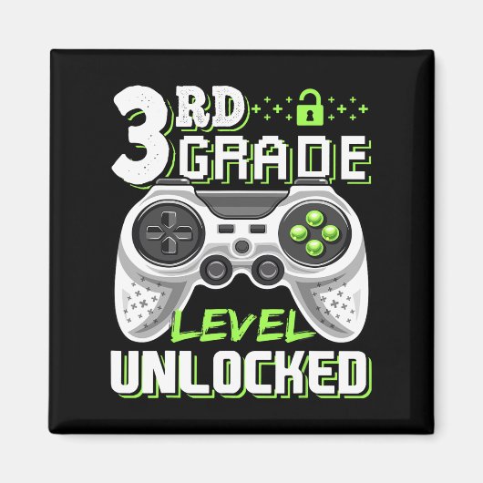 Aimant Jeu vidéo déverrouillé de 3e année à l'école (Devant)