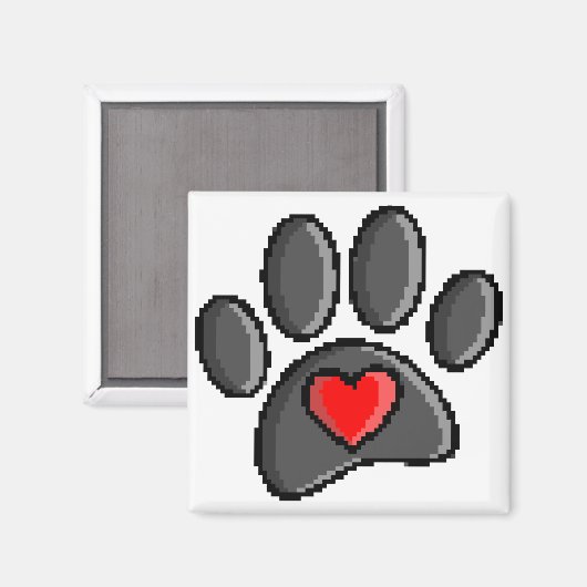 Aimant Jeu vidéo Retro 80s 8 bits Pixel Art Chien Paw (Recto/Verso)