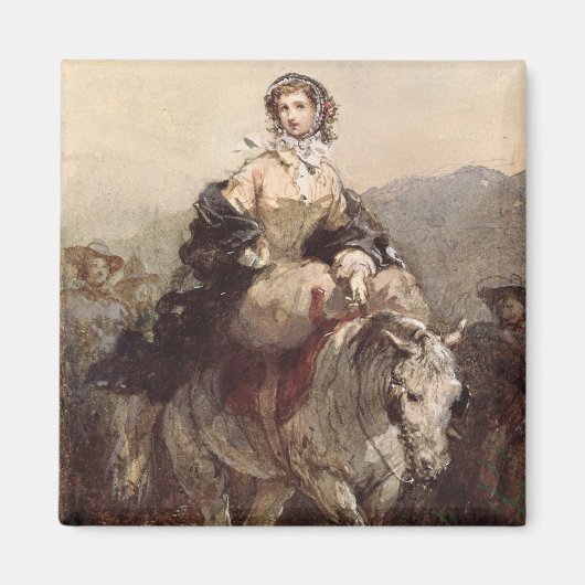 Aimant Jeune femme à cheval (Devant)