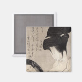 Aimant Jeune femme faisant une demande de maquillage, c.1 (Recto/Verso)