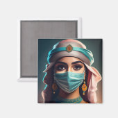 Aimant Jeune fille arabe avec un voile et des yeux criblé (Recto/Verso)