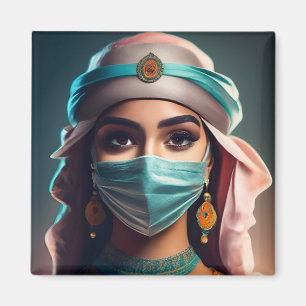 Aimant Jeune fille arabe avec un voile et des yeux criblé