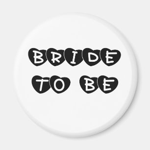 Aimant Jeune mariée noire de coeurs à être