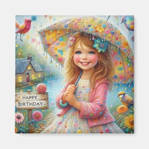 Aimant JEUX ANNIVERSAIRE ~ Fille Vintage attrayante ~
