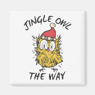 Aimant Jingle Owl en chemin Funny Père Noël Owl