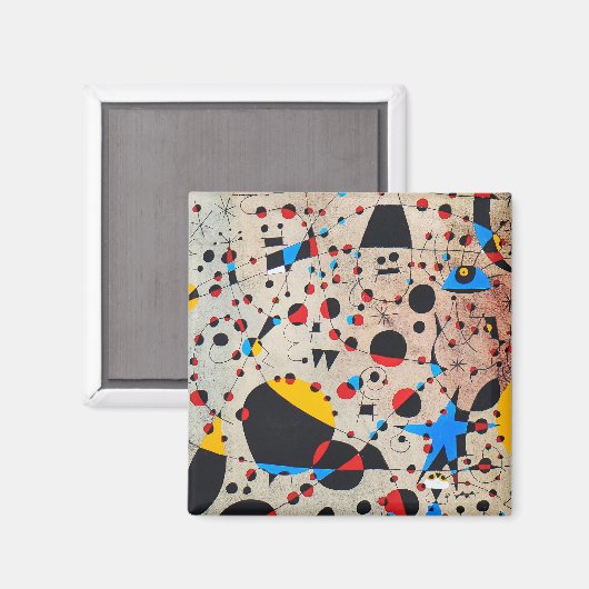 Aimant joan miro peintures art, affiche d'art abstrait (Recto/Verso)