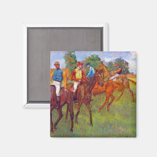 Aimant Jockeys et chevaux de course, Edgar Degas (Recto/Verso)