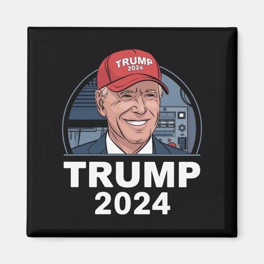 Aimant Joe biden Portant un Casquette Trump (Devant)