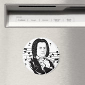 Aimant Johann Sebastian Bach Portrait et buste avec notes (In Situ (Lave-vaisselle))