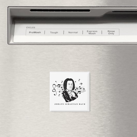 Aimant Johann Sebastian Bach Portrait et buste avec notes (In Situ (Lave-vaisselle))