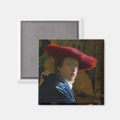 Aimant Johannes Vermeer - Fille avec un Casquette rouge (Recto/Verso)