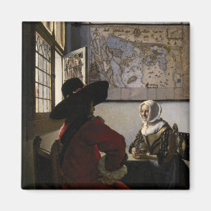Aimant Johannes Vermeer - Officier avec une fille qui rit