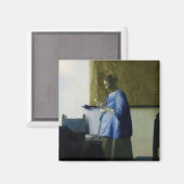 Aimant Johannes Vermeer - Une femme en bleu lisant une le (Recto/Verso)
