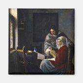 Aimant Johannes Vermeer - Une fille interrompue à sa musi (Devant)