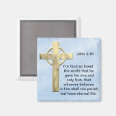 Aimant John 3:16 (bleu) (Recto/Verso)