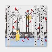 Aimant Joie d'hiver - Chat avec foulard Birch Trees Cardi (Devant)