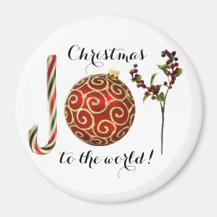 Aimant Joie mot art sucre de canne ornement et saint