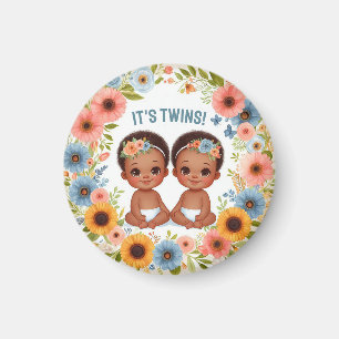 Aimant Joli African Twin Boys Baby shower Aquarelle