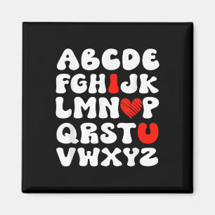 Aimant Joli Alphabet Abc I Love You Valentines Day Heart